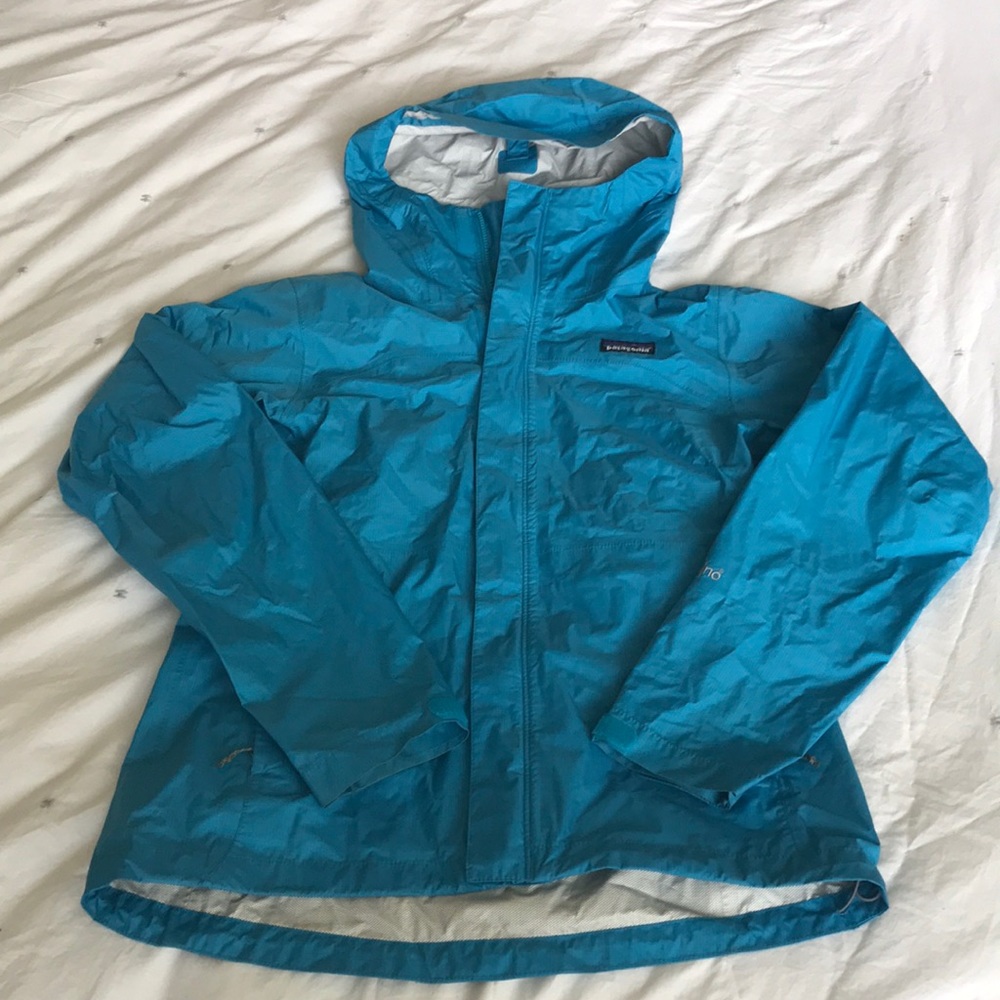 Blue rain jacket